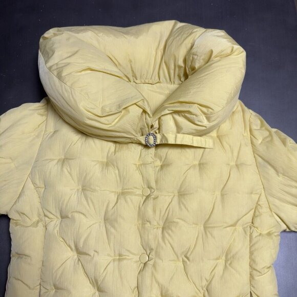 Vintage 70s‎ Down Puffer Jacket Pale Butter Yellow Real Feathers Norma Dilegge - Picture 6 of 16